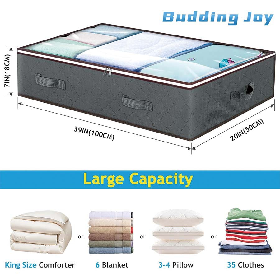 Underbed Storage Bag with Thick Fabric and Transparent Window