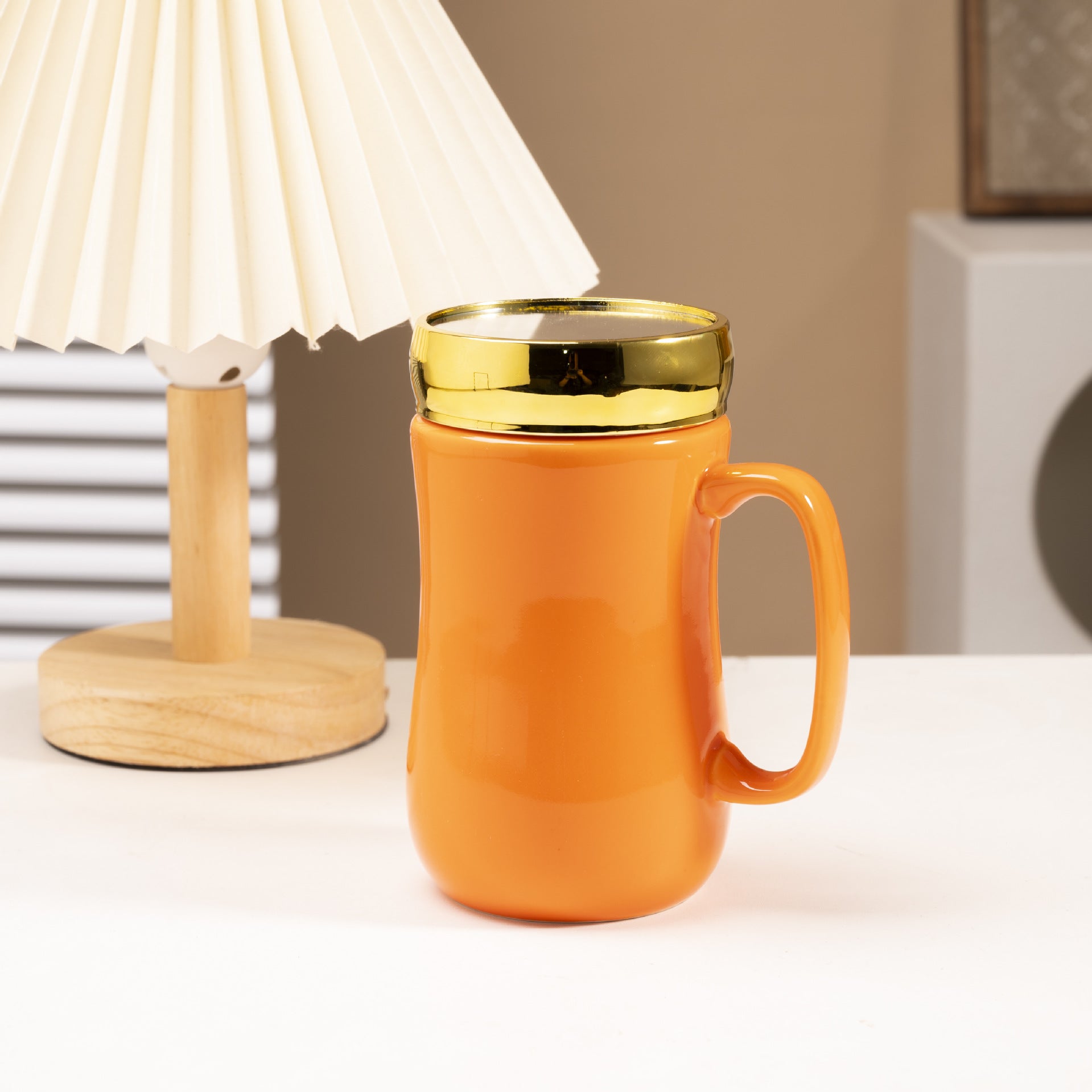 Mug en céramique brillante et émaillée, style miroir, pour couple.