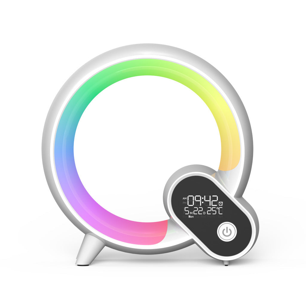 Réveil lumineux Q Light avec affichage numérique analogique et lever de soleil, Bluetooth et audio intelligent. Lumière d'ambiance colorée Q.