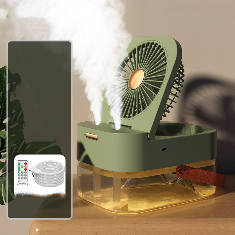 Ventilateur brumisateur portable avec veilleuse intégrée, idéal pour l'été et la maison.