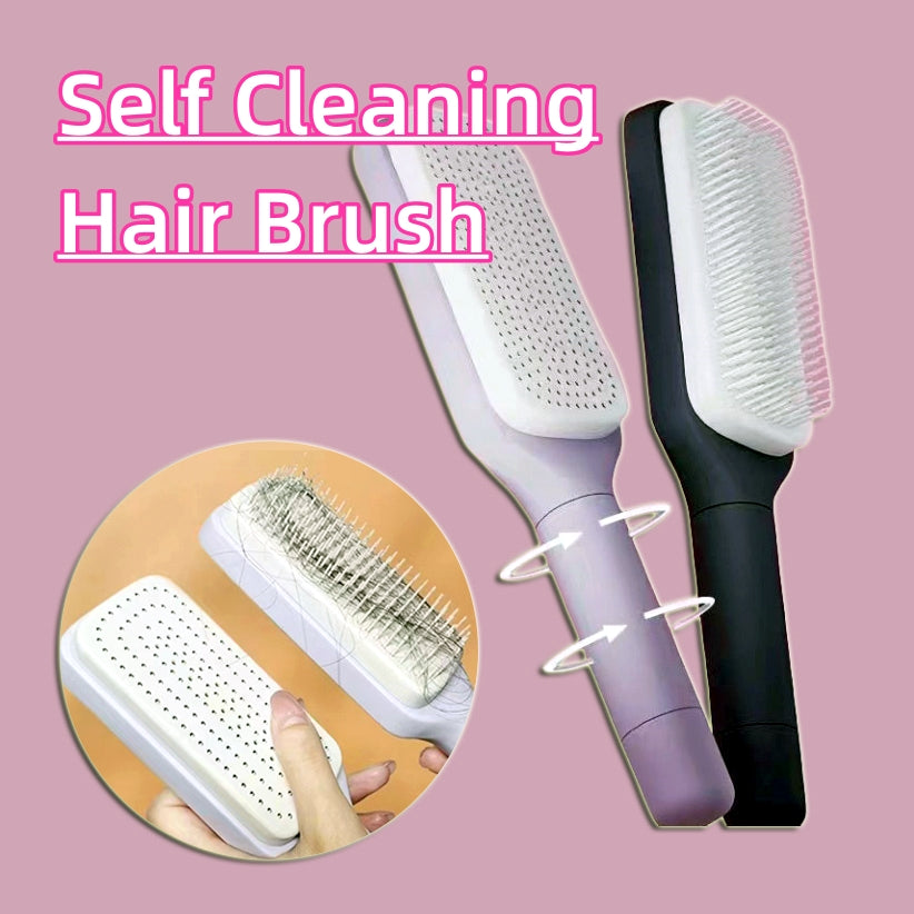 Brosse à cheveux autonettoyante 4 en 1 - Nouveau peigne de massage antistatique autonettoyant et modulable - Brosse à cheveux autonettoyante rotative et relevante