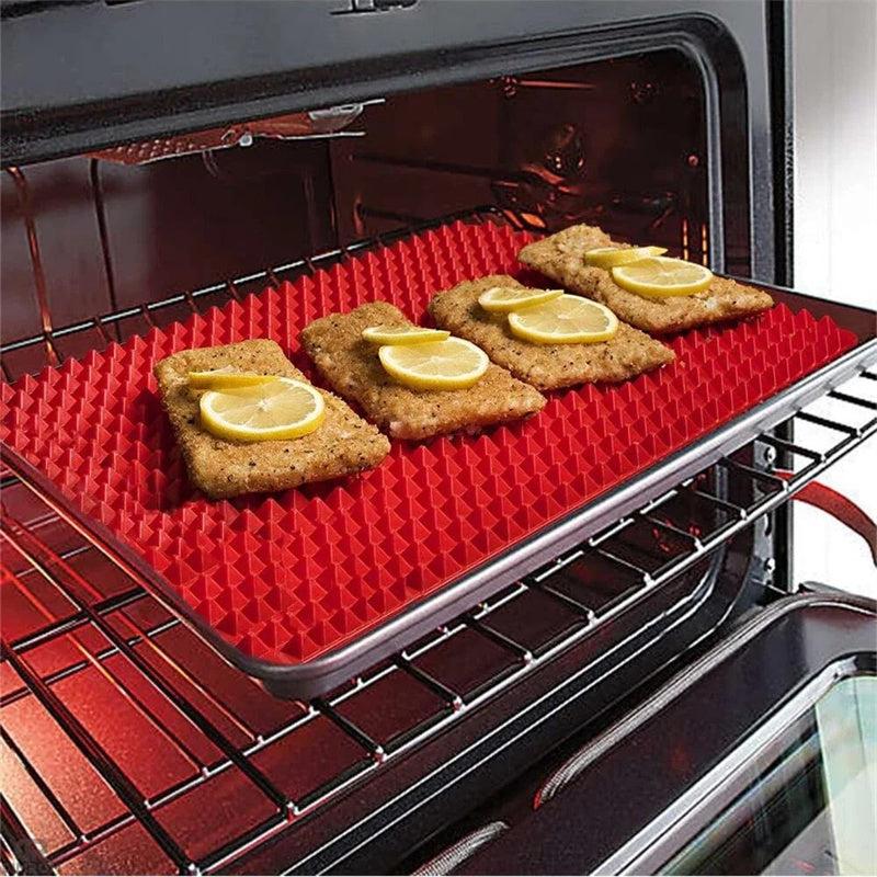 Tapis de cuisson pyramidal en silicone antiadhésif avec grille, tapis de cuisson polyvalent pour four et barbecue, tapis résistant à la chaleur, ustensiles et accessoires de cuisine