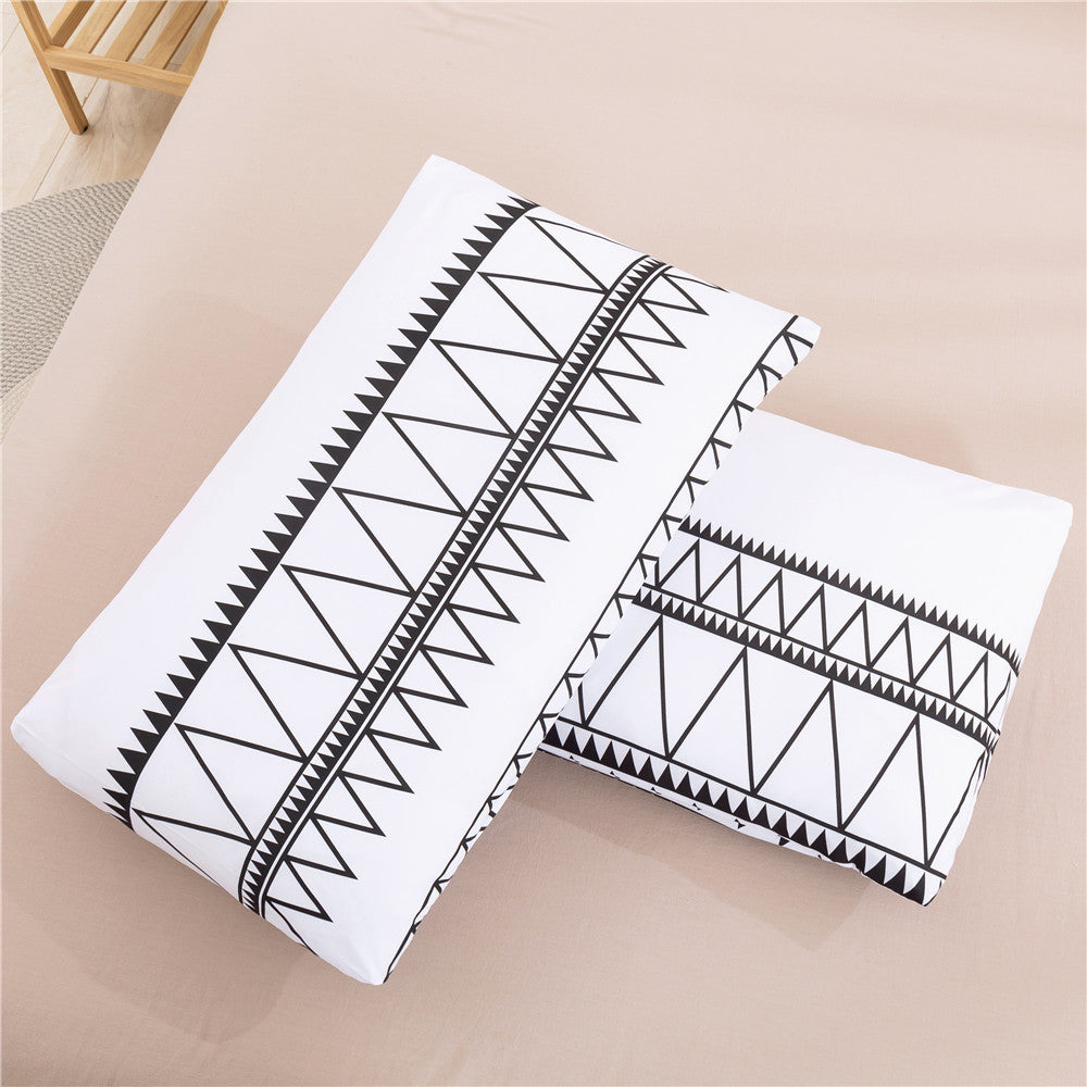 Ensemble de literie imprimé en tissu brossé pour la maison : 1 housse de couette et 2 taies d’oreiller