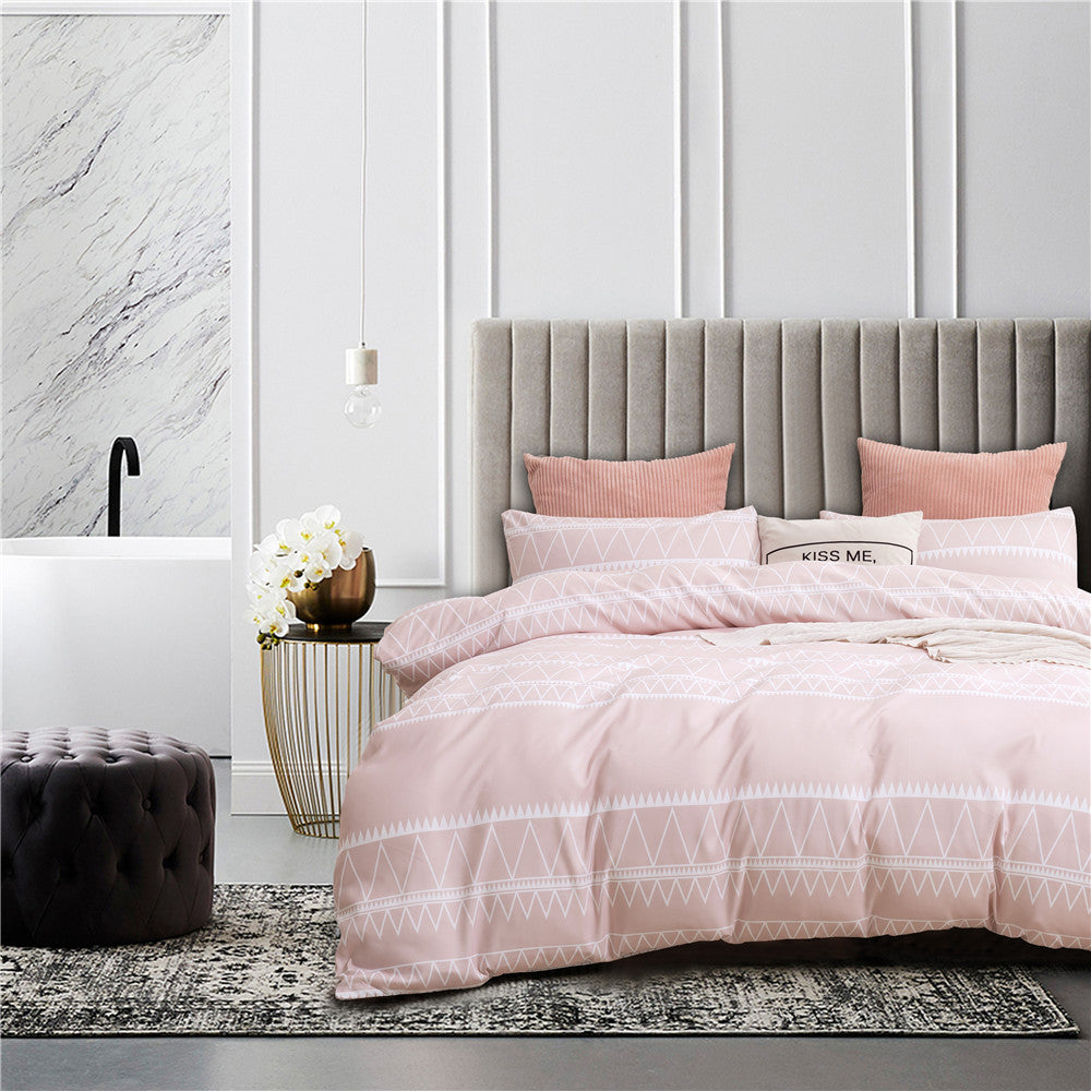Ensemble de literie imprimé en tissu brossé pour la maison : 1 housse de couette et 2 taies d’oreiller
