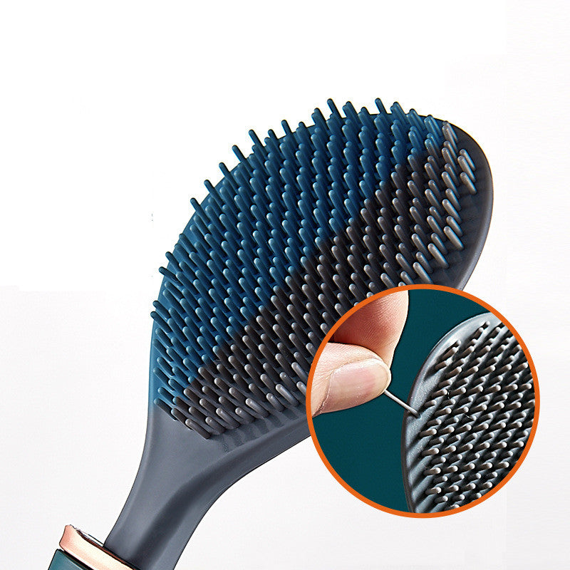 Brosse ménagère murale à long manche en silicone pour toilettes