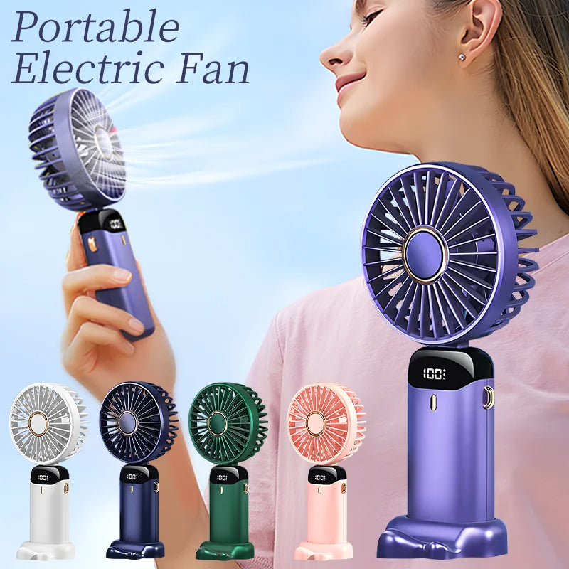 Mini ventilateur électrique portable rechargeable par USB, pliable, à suspendre autour du cou, pour l'extérieur, réglable sur 5 vitesses, puissant rafraîchisseur d'air