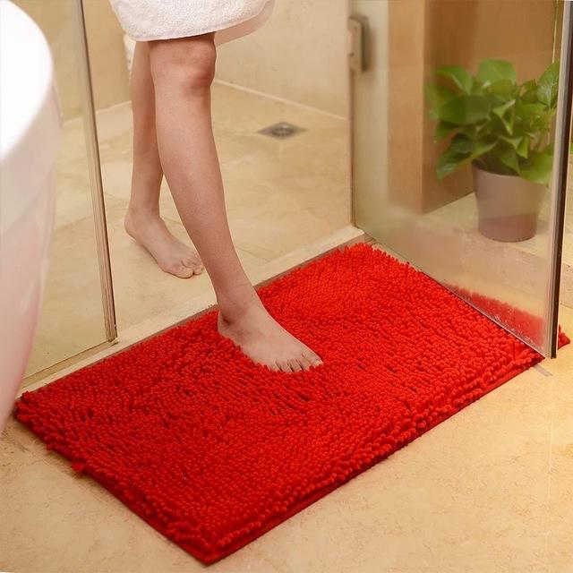 Tapis de sol de salle de bain absorbant en chenille et antidérapant