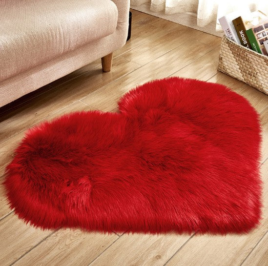 Tapis moelleux en forme de cœur, antidérapant, pour salon et décoration intérieure.