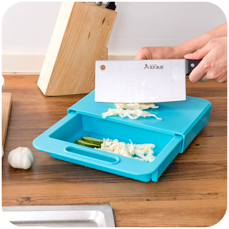 Planche à découper multifonctions pour la cuisine, avec égouttoir, planche à découper pour légumes et viande, ustensiles de cuisine et accessoires de cuisine.