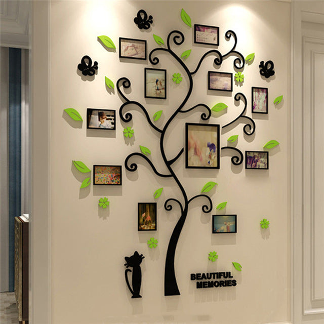 Cadre photo familial autocollant mural arbre