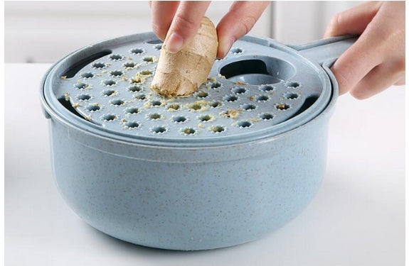 Mandoline 8 en 1 avec passoire intégrée, coupe-légumes et épluche-pommes de terre. Accessoires de cuisine.