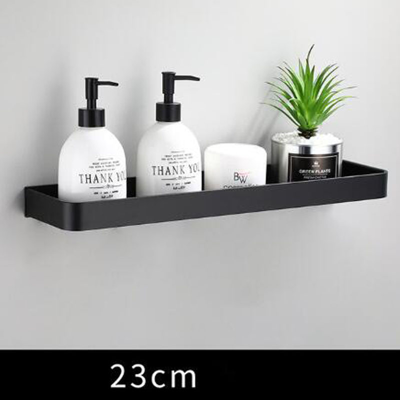 Étagère de salle de bain noire en aluminium, fixation murale 
