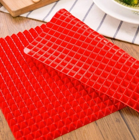 Tapis de cuisson pyramidal en silicone antiadhésif avec grille, tapis de cuisson polyvalent pour four et barbecue, tapis résistant à la chaleur, ustensiles et accessoires de cuisine