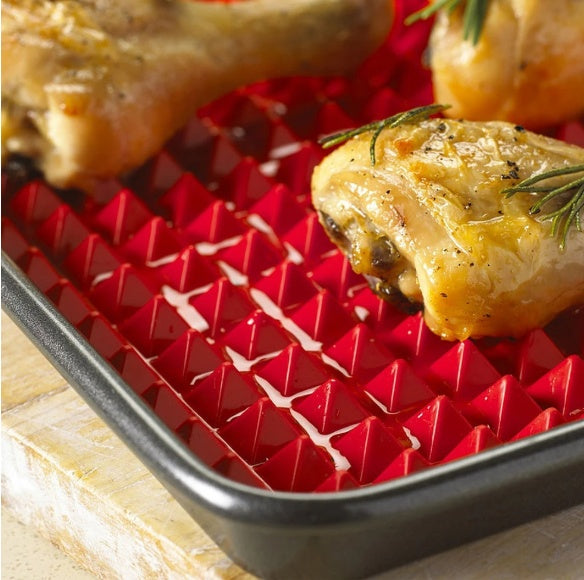 Tapis de cuisson pyramidal en silicone antiadhésif avec grille, tapis de cuisson polyvalent pour four et barbecue, tapis résistant à la chaleur, ustensiles et accessoires de cuisine