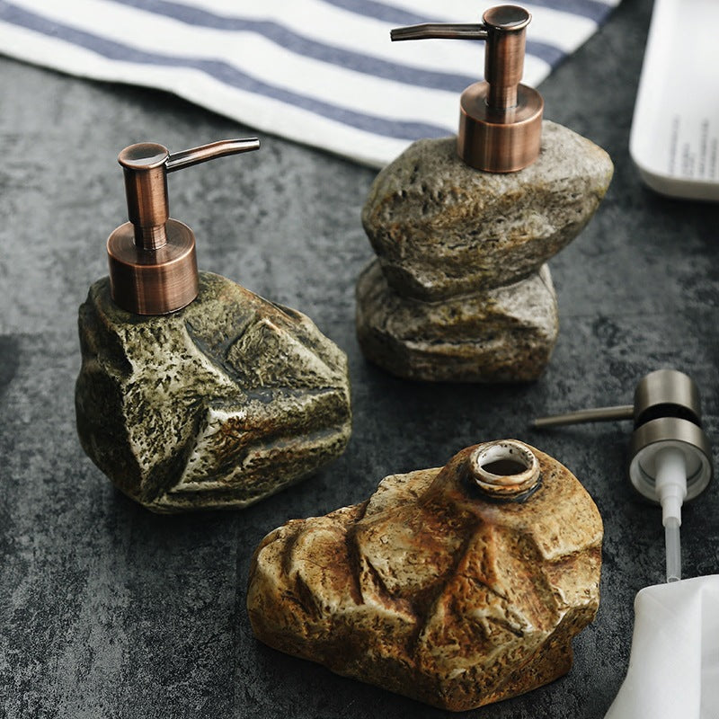 Distributeur de savon en céramique rétro effet pierre