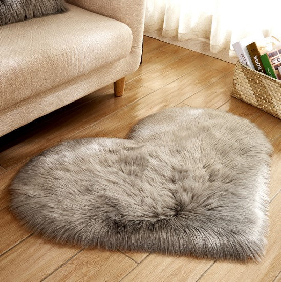 Tapis moelleux en forme de cœur, antidérapant, pour salon et décoration intérieure.