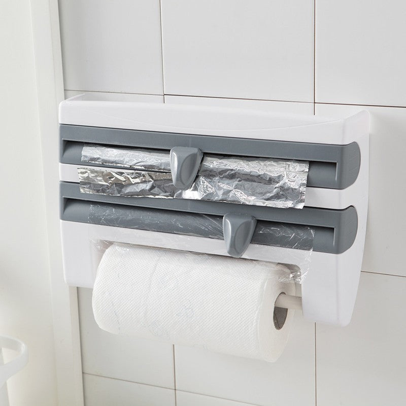 Distributeur de papier essuie-tout 4 en 1 pour cuisine, film alimentaire, papier aluminium et essuie-tout