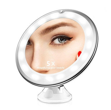 Miroir de maquillage lumineux LED pivotant à 360° avec grossissement x10