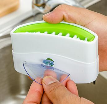 Brosse de nettoyage créative pour couteaux et fourchettes de cuisine avec ventouse, brosse pour fruits et légumes, brosse de nettoyage de cuisine