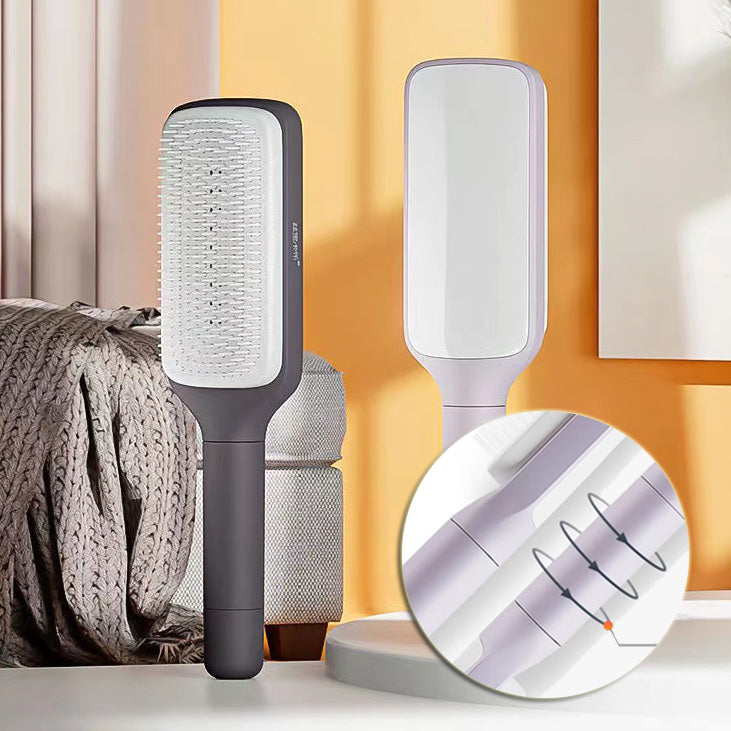 Brosse à cheveux autonettoyante 4 en 1 - Nouveau peigne de massage antistatique autonettoyant et modulable - Brosse à cheveux autonettoyante rotative et relevante