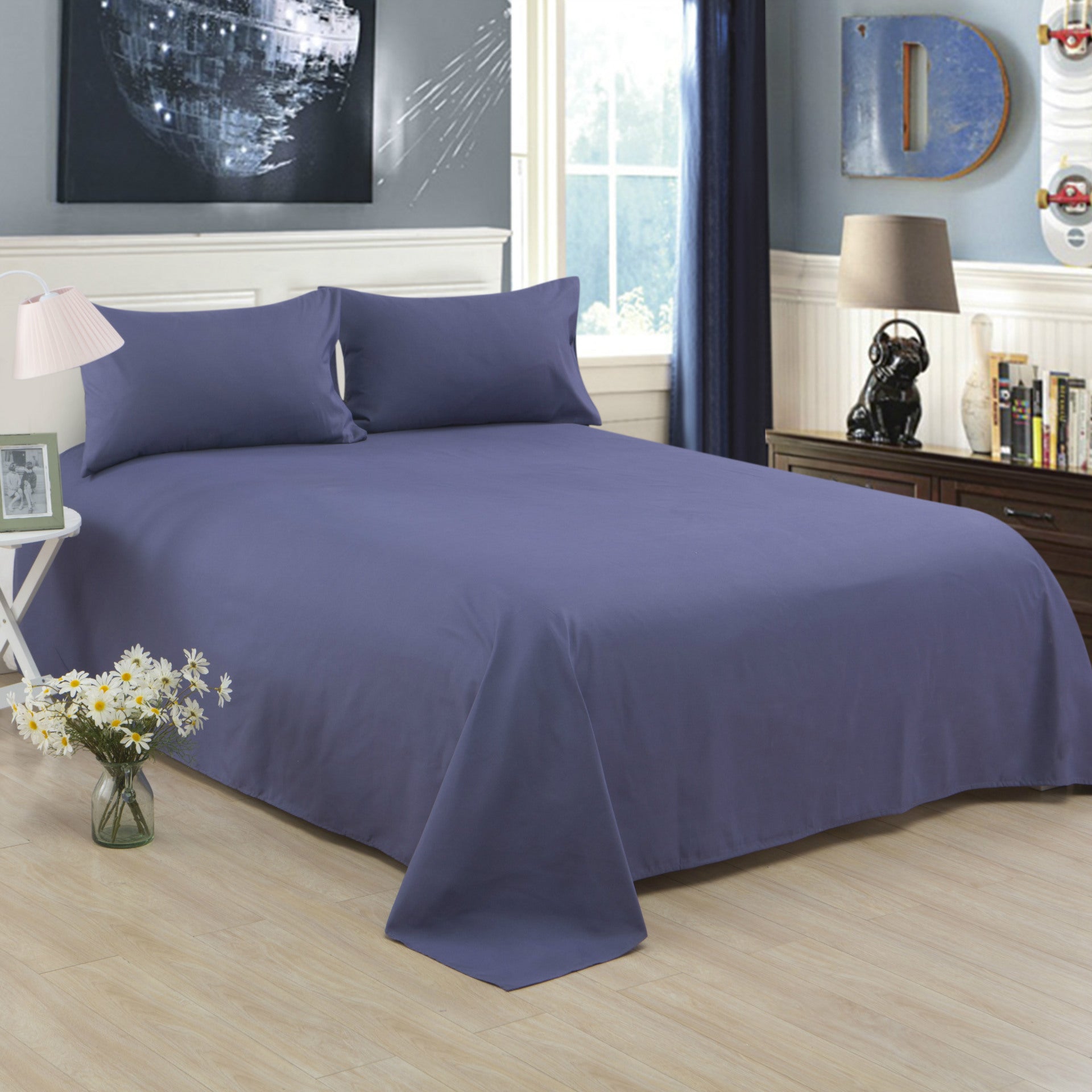 Draps de lit supplémentaires en polyester et coton de couleur pure, pour hôtels et maisons