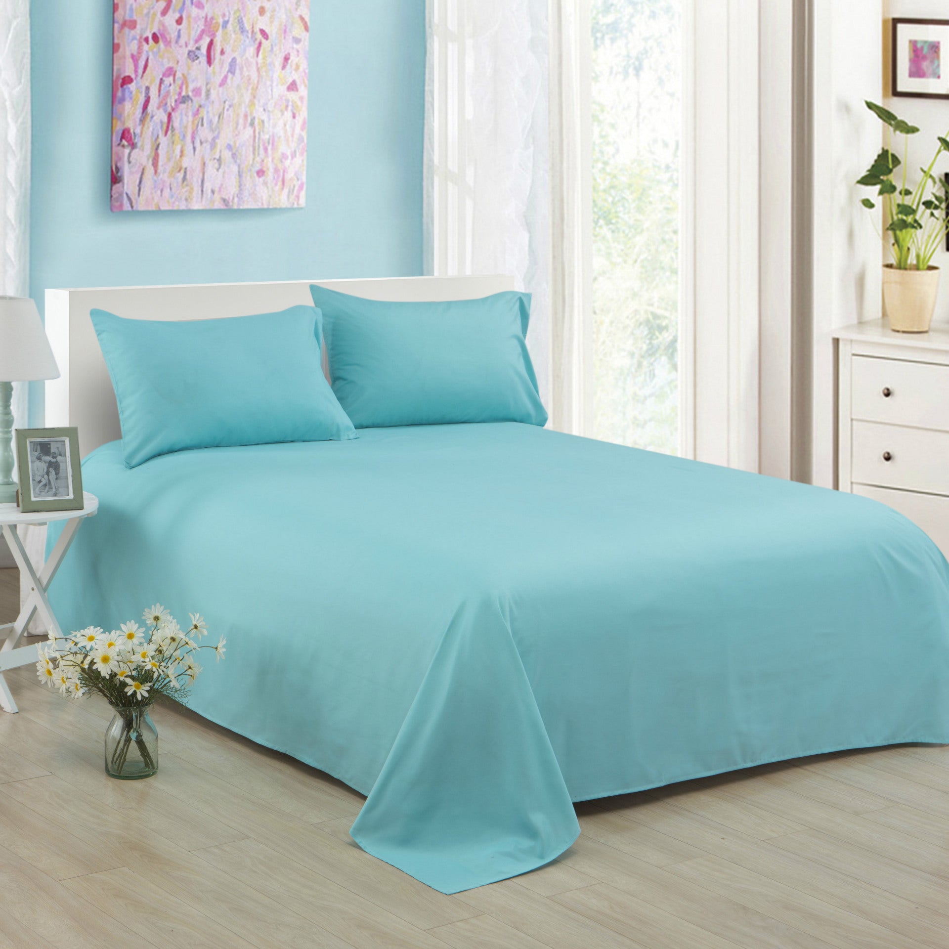 Draps de lit supplémentaires en polyester et coton de couleur pure, pour hôtels et maisons