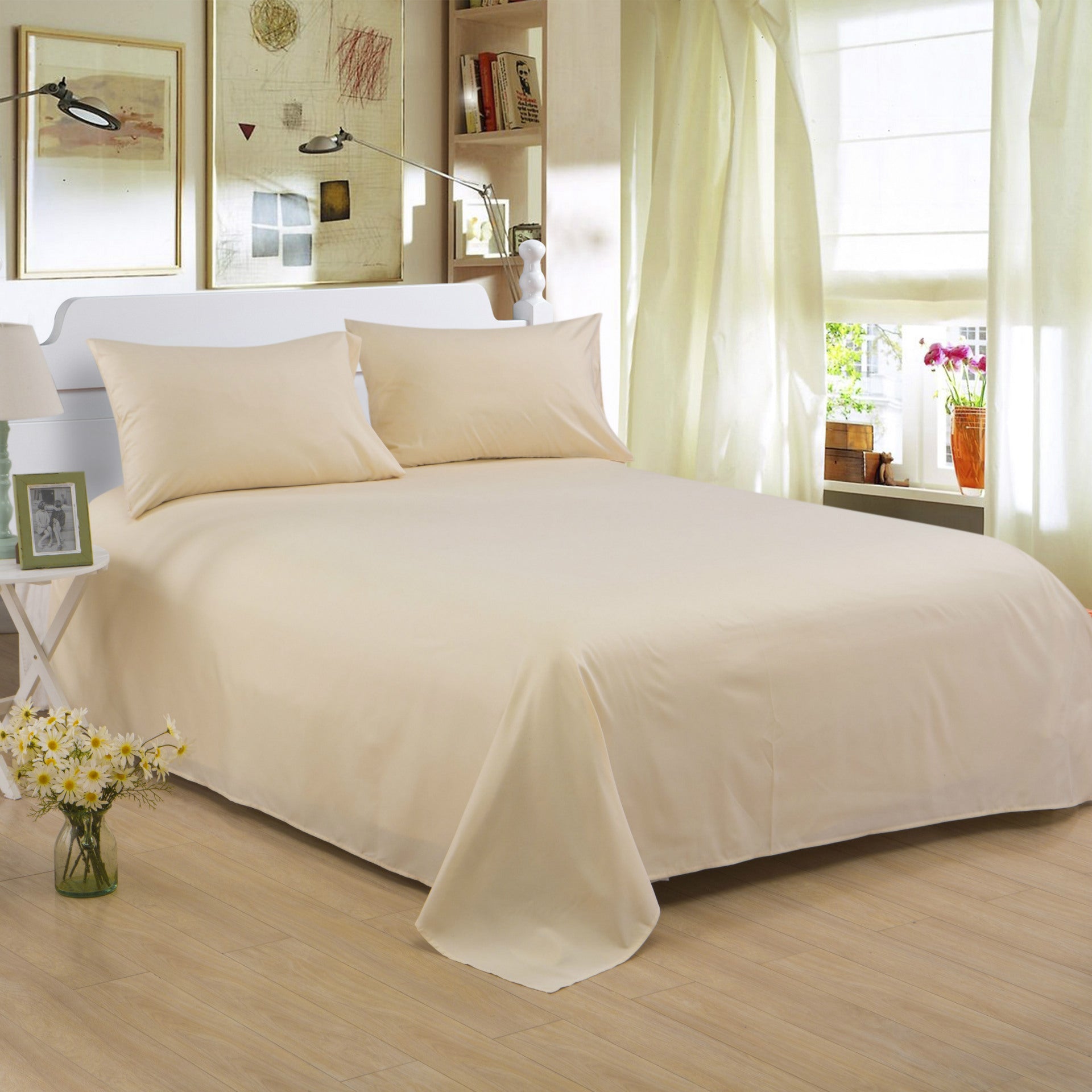 Draps de lit supplémentaires en polyester et coton de couleur pure, pour hôtels et maisons