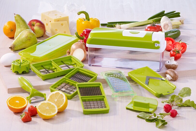 12 pièces Hachoir à légumes multifonctionnel avec poignée, râpe, coupe-légumes, ustensiles de cuisine
