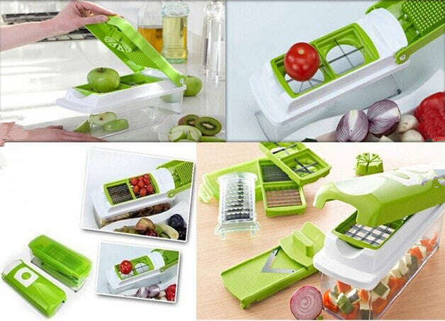12 pièces Hachoir à légumes multifonctionnel avec poignée, râpe, coupe-légumes, ustensiles de cuisine