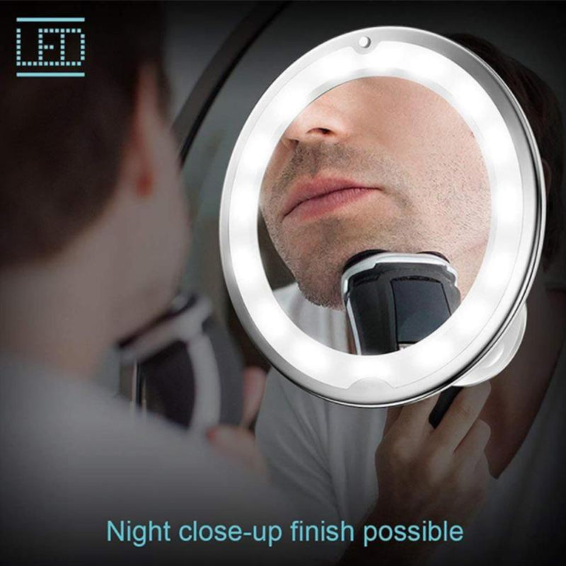 Miroir de maquillage lumineux LED pivotant à 360° avec grossissement x10