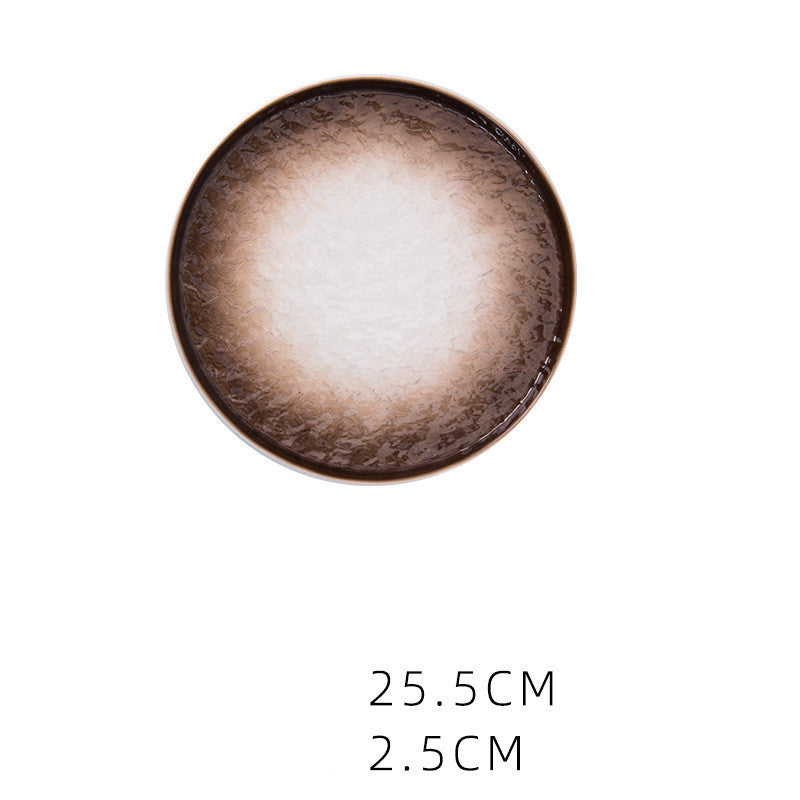 Assiette ronde plate en céramique pour steak, vaisselle créative pour la maison