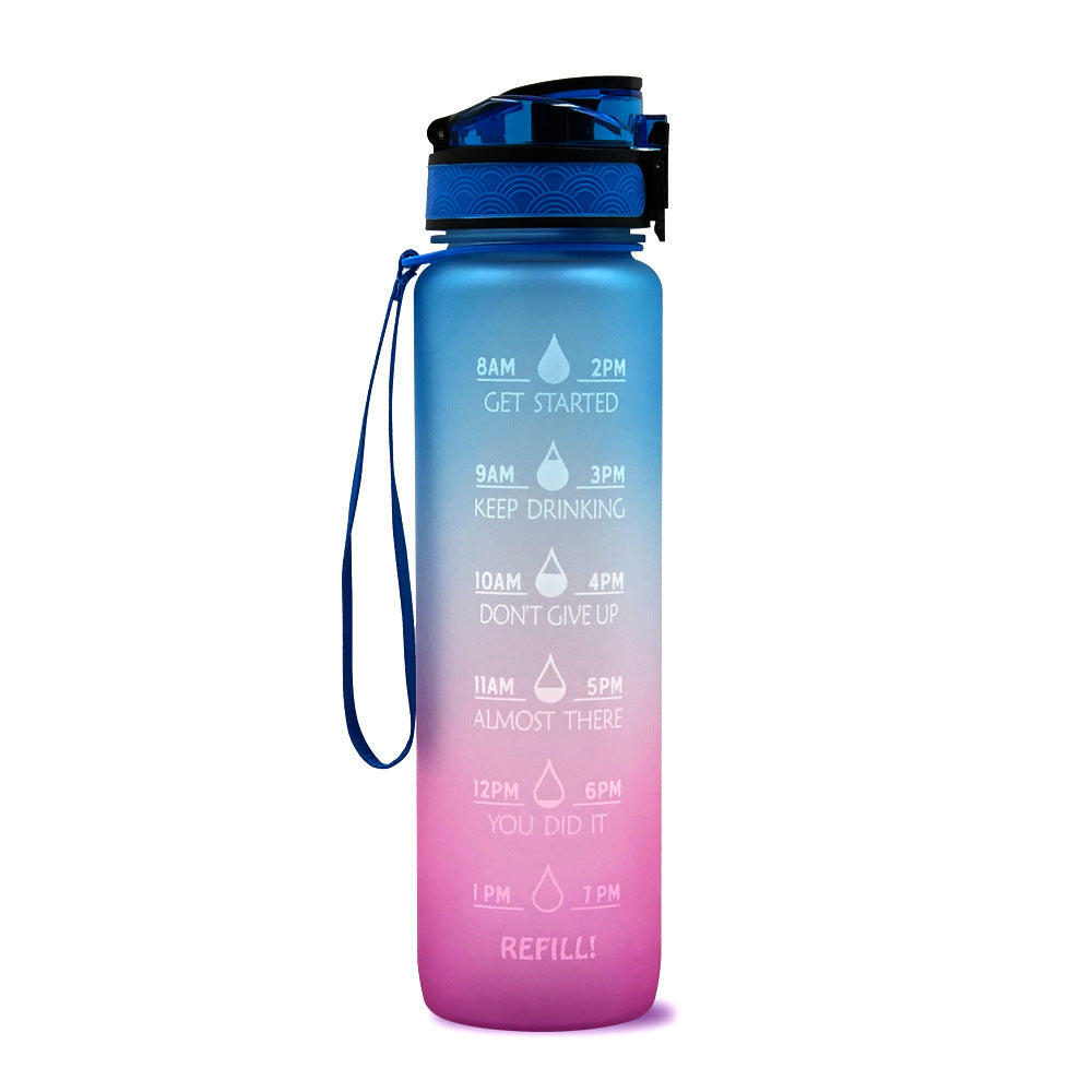 Gourde en Tritan de 1 L avec indicateur de temps, couvercle rebondissant, gourde de cyclisme motivante, gobelet étanche pour le sport et le fitness