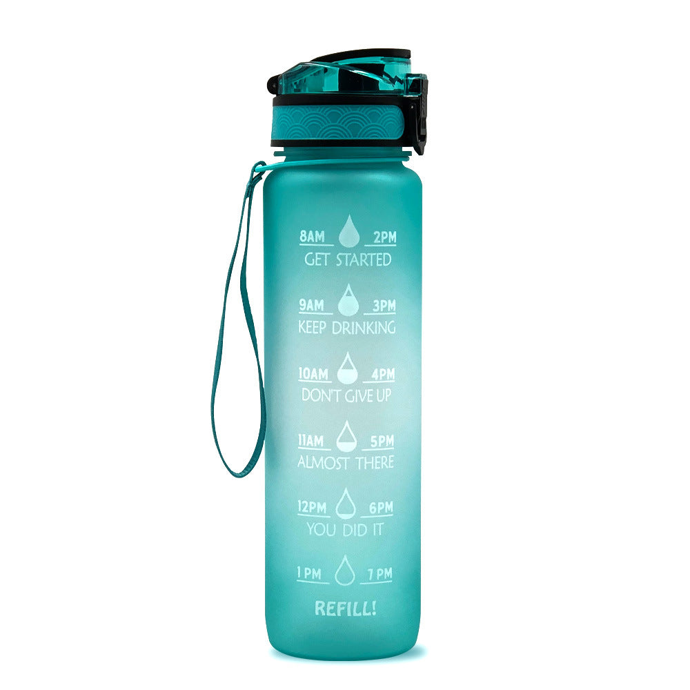 Gourde en Tritan de 1 L avec indicateur de temps, couvercle rebondissant, gourde de cyclisme motivante, gobelet étanche pour le sport et le fitness