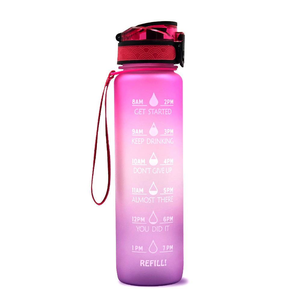 Gourde en Tritan de 1 L avec indicateur de temps, couvercle rebondissant, gourde de cyclisme motivante, gobelet étanche pour le sport et le fitness