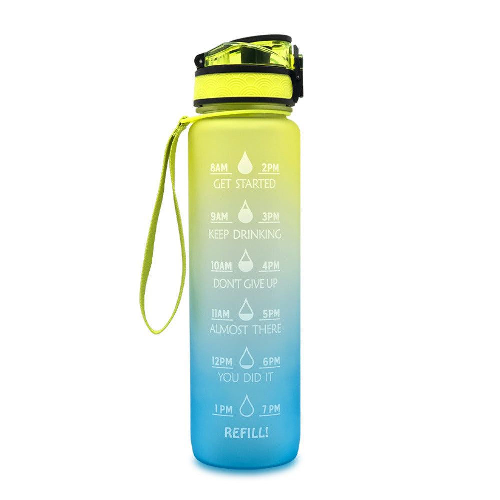 Gourde en Tritan de 1 L avec indicateur de temps, couvercle rebondissant, gourde de cyclisme motivante, gobelet étanche pour le sport et le fitness