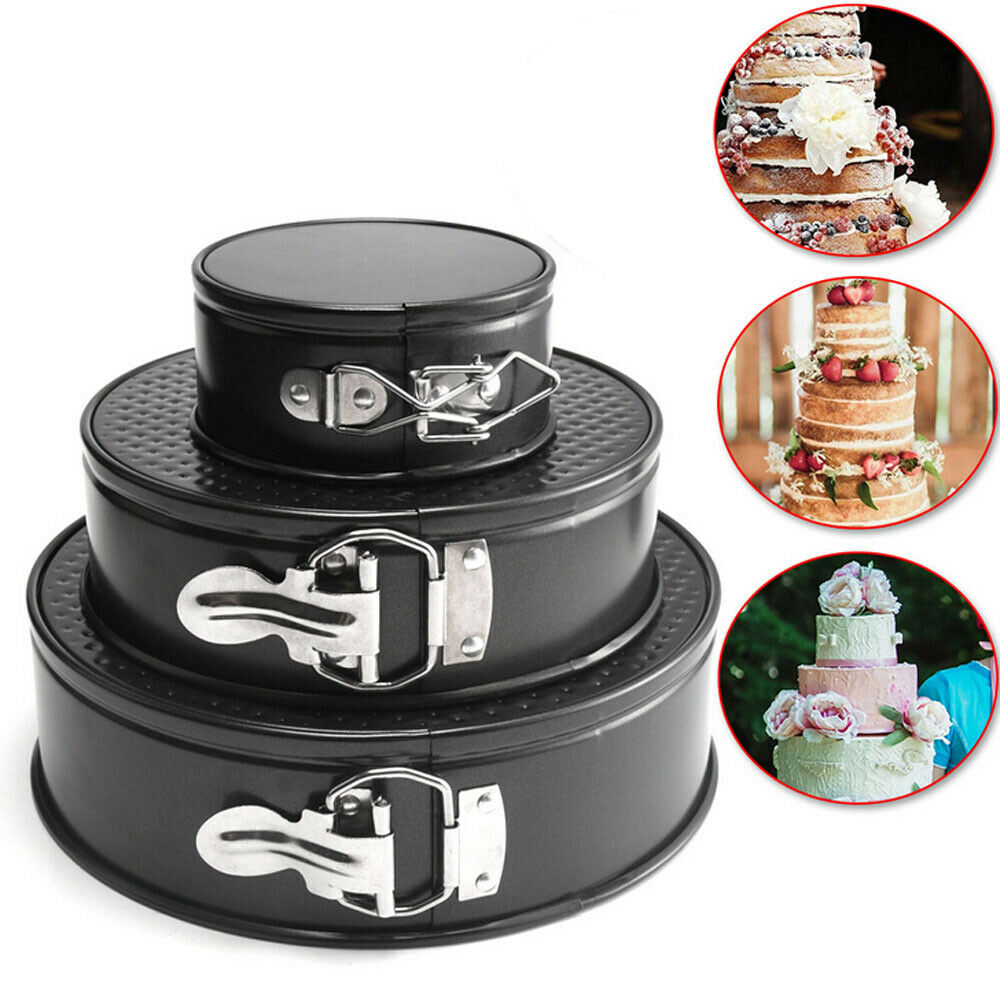 Ensemble de 3 moules à gâteaux antiadhésifs à étages, moules à charnière ronds.