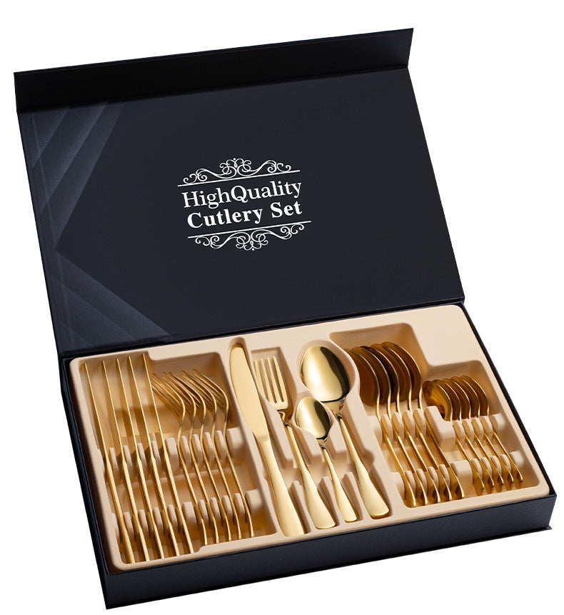 Coffret cadeau de couverts en acier inoxydable 24 pièces pour steak