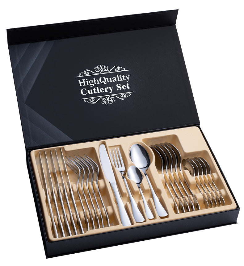 Coffret cadeau de couverts en acier inoxydable 24 pièces pour steak