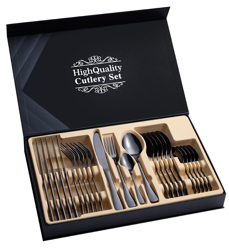 Coffret cadeau de couverts en acier inoxydable 24 pièces pour steak