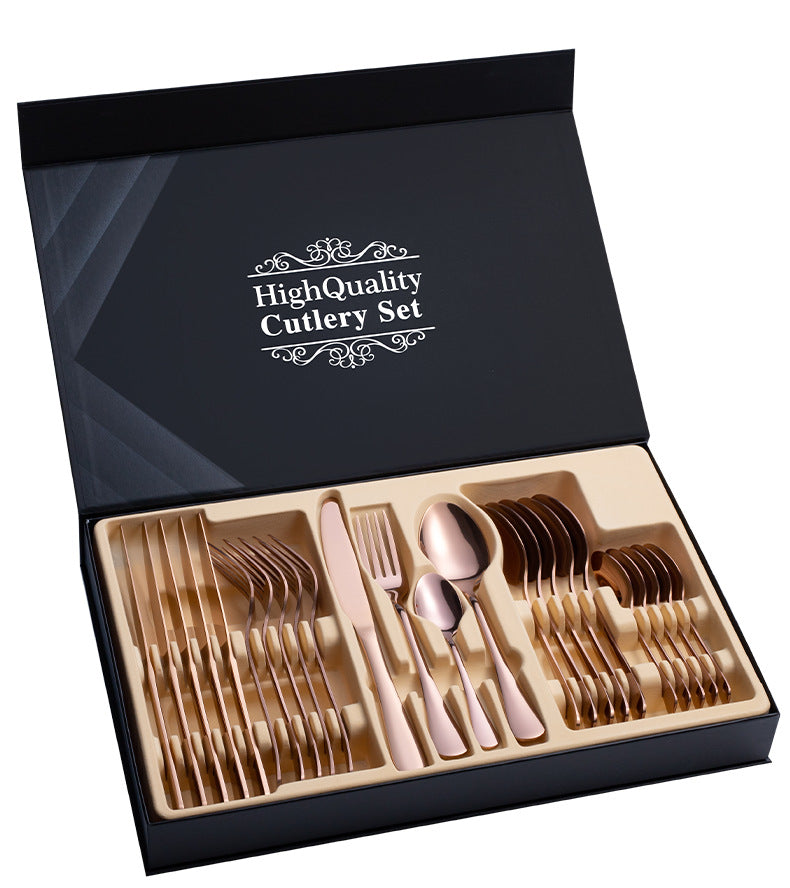 Coffret cadeau de couverts en acier inoxydable 24 pièces pour steak