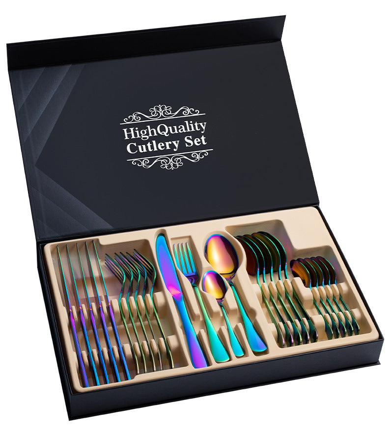 Coffret cadeau de couverts en acier inoxydable 24 pièces pour steak