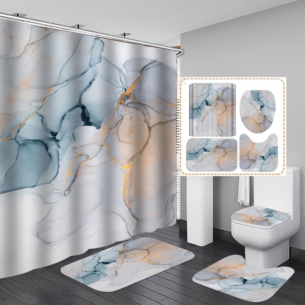 Magnifiques rideaux de douche modernes 3D, ensemble de rideaux de salle de bain, tapis de bain antidérapant, tapis doux et absorbant l'eau, décoration intérieure