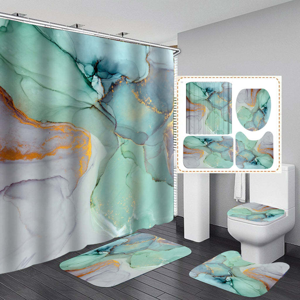 Magnifiques rideaux de douche modernes 3D, ensemble de rideaux de salle de bain, tapis de bain antidérapant, tapis doux et absorbant l'eau, décoration intérieure