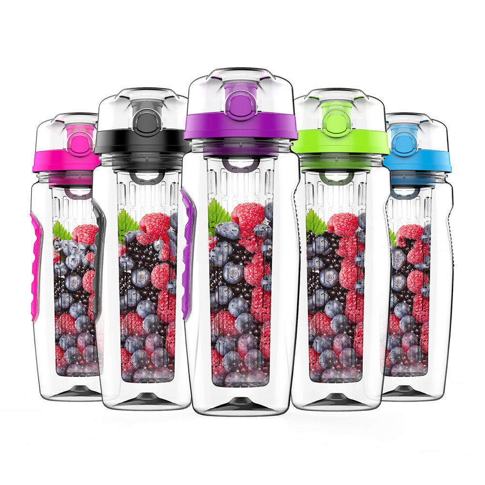 Bouteille shaker à jus avec infuseur à fruits gratuit, bouteille de camping portable pour l'escalade