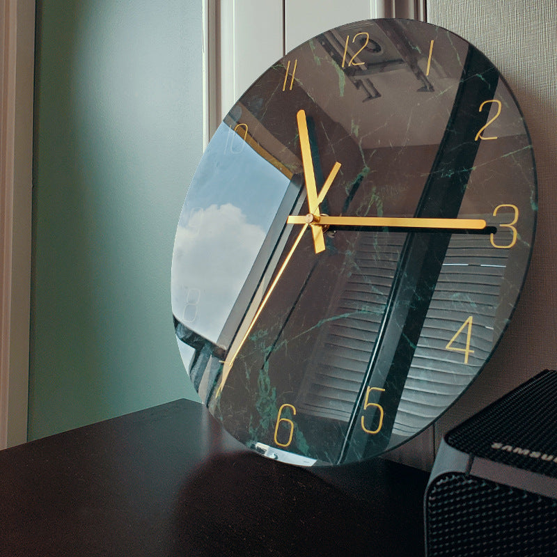Horloge murale silencieuse de luxe pour salon, horloge en verre