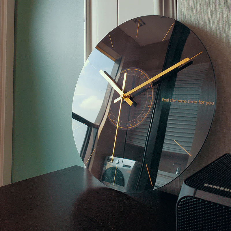 Horloge murale silencieuse de luxe pour salon, horloge en verre