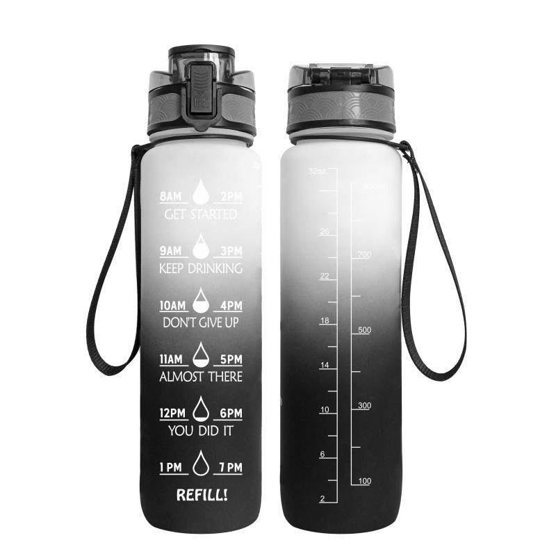 Gourde transparente 1000 ml, style kawaii, sans BPA, avec infuseur intégré. Convient également pour le sport et le lait. Gourde transparente.