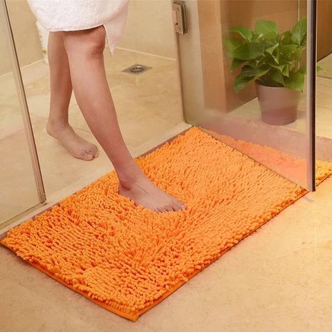 Tapis de sol de salle de bain absorbant en chenille et antidérapant