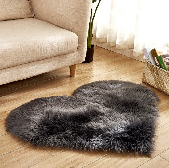 Tapis moelleux en forme de cœur, antidérapant, pour salon et décoration intérieure.