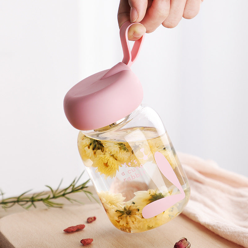 Tasse en verre transparente mignonne et portable pour la maison